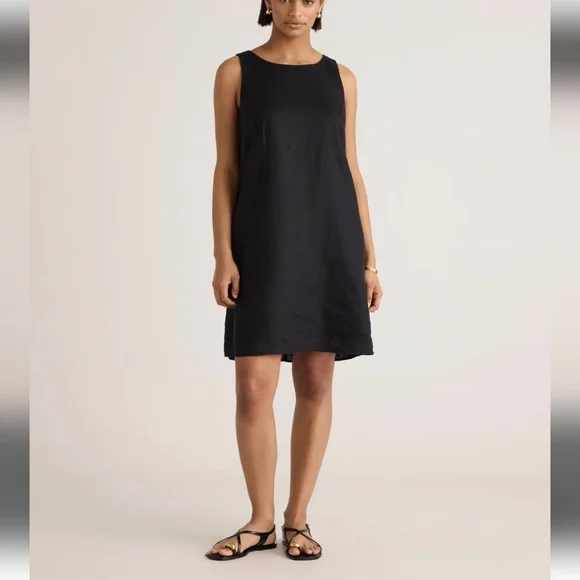 NWT Quince 100% European Linen Tank Dress-Black - Picture 2 of 8